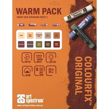 UPC: 9323926016254 | Armadillo Colourfix Pastel & Multi-Media Paper Pack Warm Colors 9 x 12 140 lb. 10 Shts./Pkg.