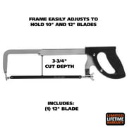 GreatNeck Solid Steel Adjustable Frame Hacksaw, Inlcudes One Blade, 12 inch