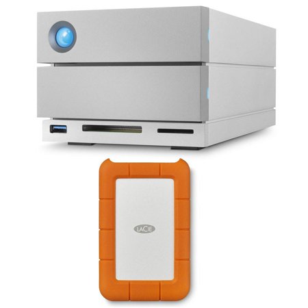 LaCie 2big Dock Thunderbolt 3 8TB (2x 4TB) Dual-Disk RAID Drive, USB 3.1 (Type C) & USB 3.0, 7200 RPM, Up to 440MB/s Speed, - Bundle With LaCie Rugged