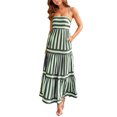 thumbnail image 2 of Elippeo Women's Long Tiered Dress Sleeveless Spaghetti Strap Square Neck Striped Print Dress Midi Slip Dress, 2 of 6