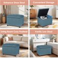thumbnail image 4 of 24'' Ottoman with Storage, Upholstered Storage Ottoman Stool, Linen Fabric Cube Footstools Small, Hinged Foot Rest Stool for Living Room Bedroom, Lake Blue, 4 of 15