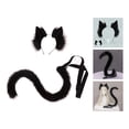 thumbnail image 1 of Paquete de 2 diademas con de gato de imitación, conjunto de cola de felpa, disfraz de Carnaval y Halloween para mujer, do de Negro Baoblaze Traje de juego de cosplay, 1 of 7