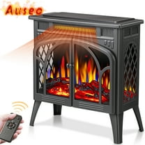 Auseo Electric Fireplace Heater 25’’ with 3D Realistic Flame Effect, Freestanding Fireplace with Remote Control, Timer, Different Flame Color,2 Heating Modes 500W/1500W, Grey
