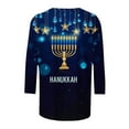 thumbnail image 5 of Craaazy Hanukkah Shirts for Women Athletic Casual Menorah Printed Round Neck 3/4 Sleeve T-shirts Gifts, 5 of 5