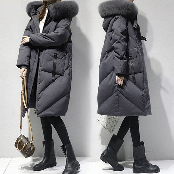 Chaqueta de plumas de algodón para mujer, de talla mediana a larga, abrigo de algodón grueso y prendas de abrigo