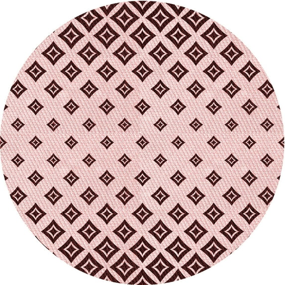 Ahgly Company Indoor Round Patterned Light Rose Pink Area Rugs, 5' Round
