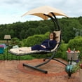 thumbnail image 5 of Sunnydaze Steel Outdoor Floating Chaise Lounge Chair with Stand and Canopy, Beige, 5 of 10