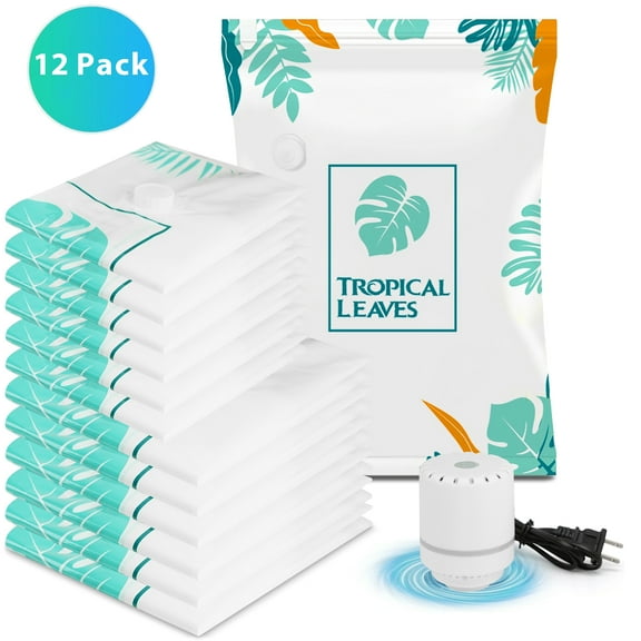 Qissep 12 Pcs Vacuum Cleaners Storage Bag, Reusable Vacuum Storage Bags with Electric Pump,Space Saver,Blanket,Toys,Pillows and Travel