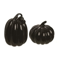 Transpac Glass 10.25 in. Black Halloween Glossy Pumpkins Set of 2