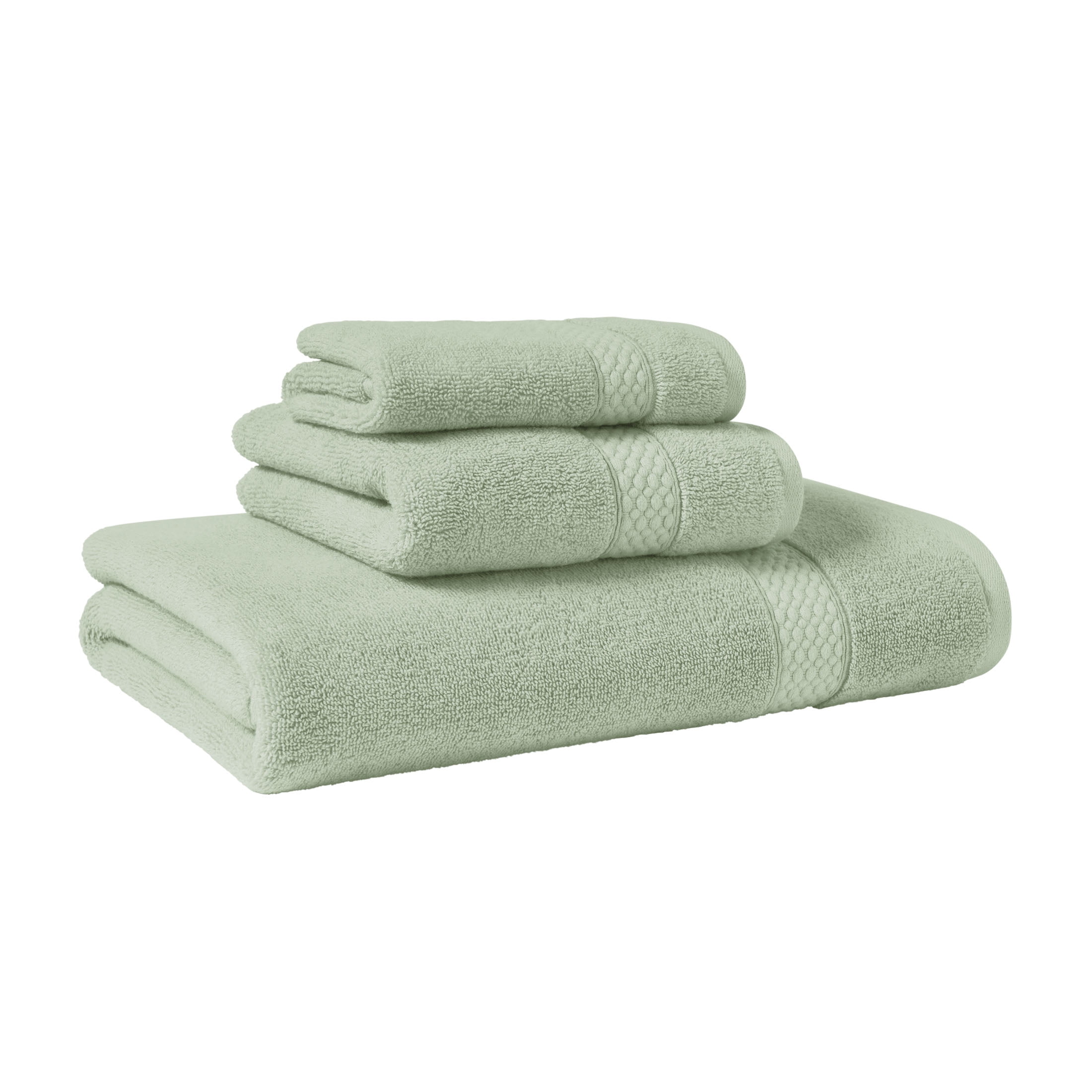 Beautiful by Drew Barrymore Dobby Bath Towel, Soft 100% Cotton, Sage Green