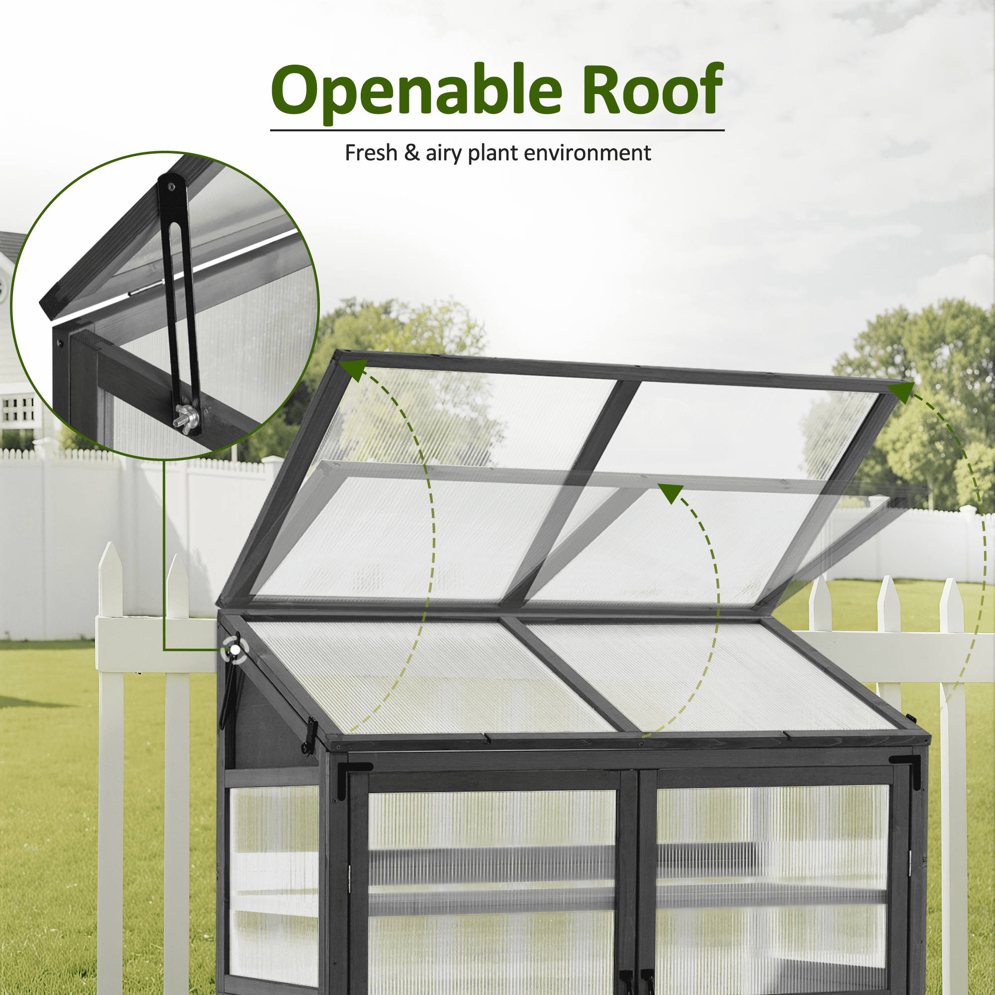 MCombo Cold Frame Large Wooden Greenhouse Cabinet Garden with Adjustable Shelves for Outdoor Indoor Use, 1344