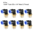 thumbnail image 3 of Push to Connect Tube Fitting,Male Elbow,6mm Tube OD x G1/4" Thread Pneumatic Air Push Fit Lock Fitting Blue 8pcs, 3 of 3