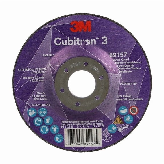 3m Cubitron Depressed Center Grinding Wheel,36 Grit 89157