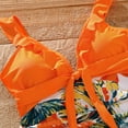 thumbnail image 4 of PatPat Family Matching Orange and All Over Tropical Plant Print Splicing Ruffle One-Piece Swimsuit and Swim Trunks Shorts, 4 of 12