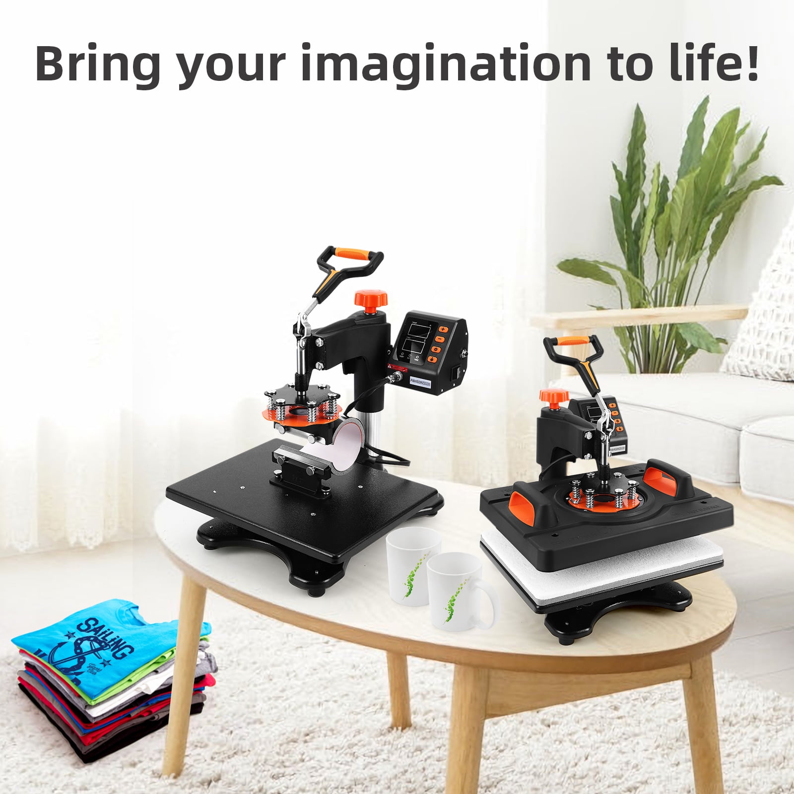 COZONY 6 in 1 Heat Press Machine, 12" x 15" Digital Multi-Functional Professional Sublimation T-Shirt Heat Press, 360° Rotation, 3 Preset Modes, for T-Shirts, Hats, Cups, and Hat Brims.