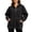 Black, variant on Women's Quarter Zip Hoodie Denim Pullover Oversized Long Sleeve Casual Hooded Top with Kangaroo Pocket Relaxed Fit Sweatshirt for Daily Commute Weekend Outings