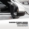 thumbnail image 4 of 2PCS Car Rear View Mirror Rain Eyebrows, Bling Crystal Rear View Mirror Rain Visor Guard, Rhinestone Rainproof Car Side Mirror Rain Visor Smoke Cover, Universal for Car, Truck, SUV,Diamond Black, 4 of 7