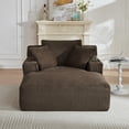 thumbnail image 3 of Leumius Oversized Chaise Lounge Chair Indoor,Upholstered Sofa Bed with Pillows and Cupholders,No Assembly Required,Dark Brown, 3 of 7
