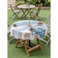 thumbnail image 4 of Outdoor Tablecloth with Umbrella Hole for Patio/Picnic/Party/Camping, Purple Summer Beach Waterproof Table Cloth Round Cover Washable, Coastal Waves Ocean Starfish Conch (Dia 54"), 4 of 8