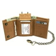 thumbnail image 3 of RFID Safe Western Vintage Real Leather Biker Trifold Chain Wallet Khaki Tan for by Juzar Tapal Collection, 3 of 9