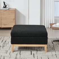 Jopath 33.86"W Upholstered Wood Base Storage Ottoman With Reversible Lid Coffee Table, Foot Stool Square Footrest with Rubberwood Legs for Living Room Bedroom Entryway and Office,Black Boucle.