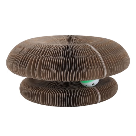 BIMZUC Foldable Cat Scratching Board Corrugated Cardboard Scratcher Lounge Bed for Indoor Cats Magnetic Interactive Cat Toy with Bell & Catnip Scent 4.3 in / 11 cm