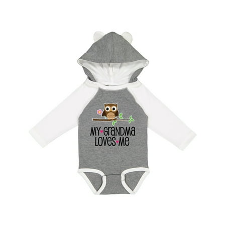 

Inktastic Grandma Loves Me Girls Owl Gift Baby Girl Long Sleeve Bodysuit