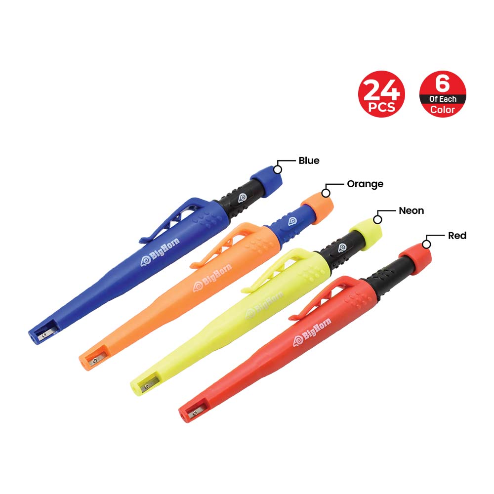 Big Horn 19898 Industrial Mechanical Pencil with 9 Pcs Pencil Lead Refill ea (24 PCS) with Holder