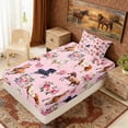 thumbnail image 5 of Erosebridal Farm Horse Twin Sheet Sets, Pink Floral Flower Bedding, 3pcs (1 Flat Sheet, 1 Fitted Sheet and 1 Pillowcase), 5 of 6