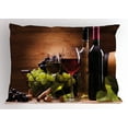 thumbnail image 1 of Wine Pillow Sham Glasses of Red and White Wine Served with Grapes French Gourmet Tasting, Decorative Standard King Size Printed Pillowcase, 36 X 20 Inches, Brown Ruby Pale Green, by Ambesonne, 1 of 2