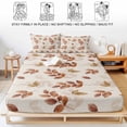 thumbnail image 5 of Twin Sze Fitted Sheet Set - Brown Botanical Fall 2 Piece Bedding Sets 16" Deep Pocket Fitted Sheet with 1 Pillowcase, Pastoral Maple Leaf Autumn Rustic Brushed Microfiber Hotel Luxury Bed Sheets, 5 of 9