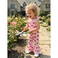 thumbnail image 5 of BemeyourBBs Toddler Baby Girls Summer Clothes Bee Western Boots Cherry Romper Overalls Jumpsuit Bell Bottoms Casual Tie Shoulder Flared Pants Overalls Cute Infant Spring Summer Clothes, 5 of 9
