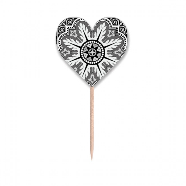 Negro blanco patron de estilo árabe Etiqueta del corazón de la bandera del palillo de dientes
