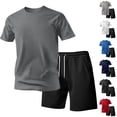 thumbnail image 2 of BRANROY Men's Summer Outfits 2 Piece - Short Set Tracksuit for Workout, Casual Two Piece Outfit with Comfort Tee and Shorts,Red,XL, 2 of 8