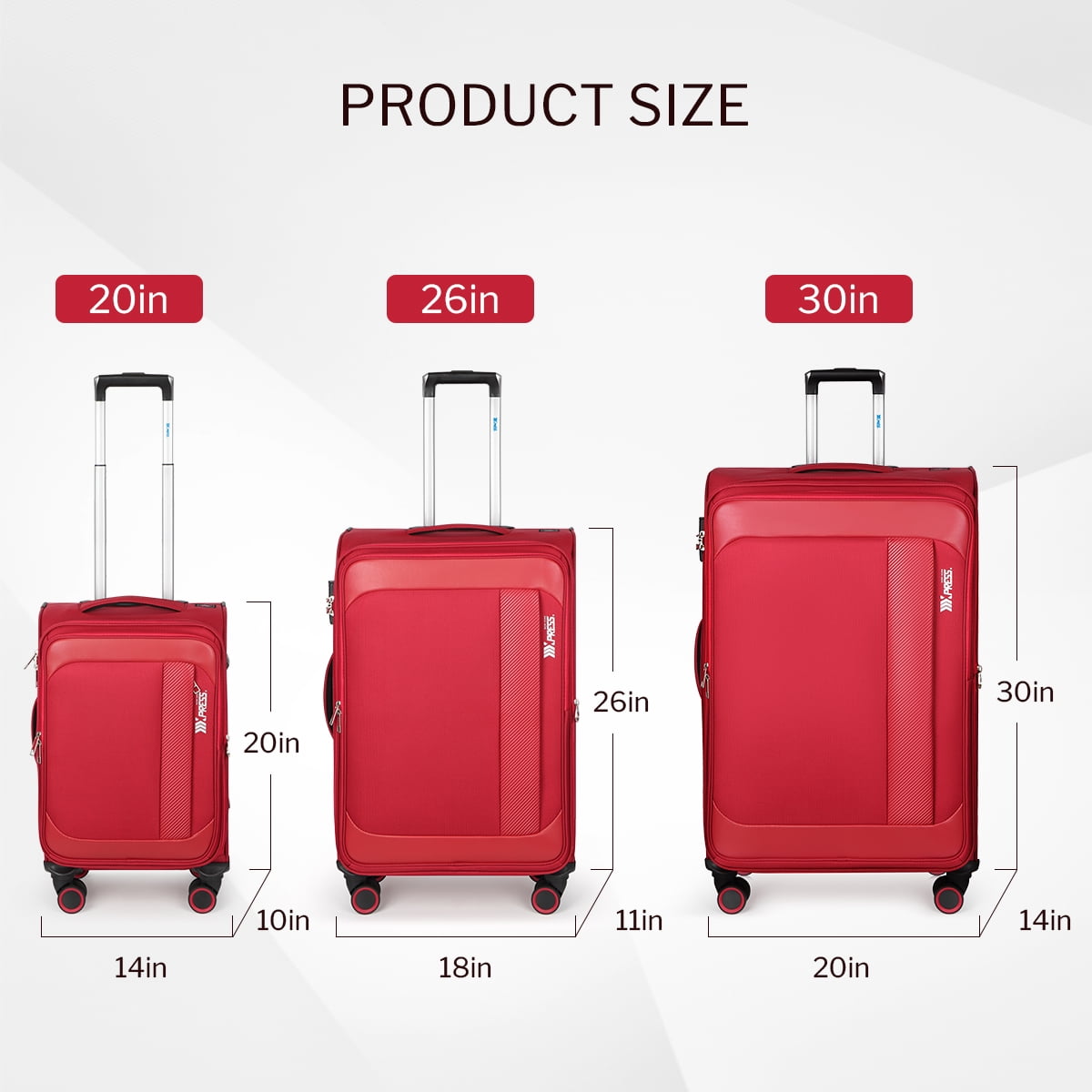 New York Xpress 20" Softside Carry On Luggage Expandable Spinner Luggage, Red - 8809
