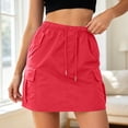 thumbnail image 4 of Tennis Skirts for Women Summer High Waist Utility Skirt For Everyday Use Casual Slim Fit A Line Midi with Pockets Red L, 4 of 5