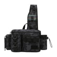 thumbnail image 3 of Fishing Tackle Bag Rod Holder Utility Bag Chest Pack for Men Women Trekking L Size Black Pattern, 3 of 10