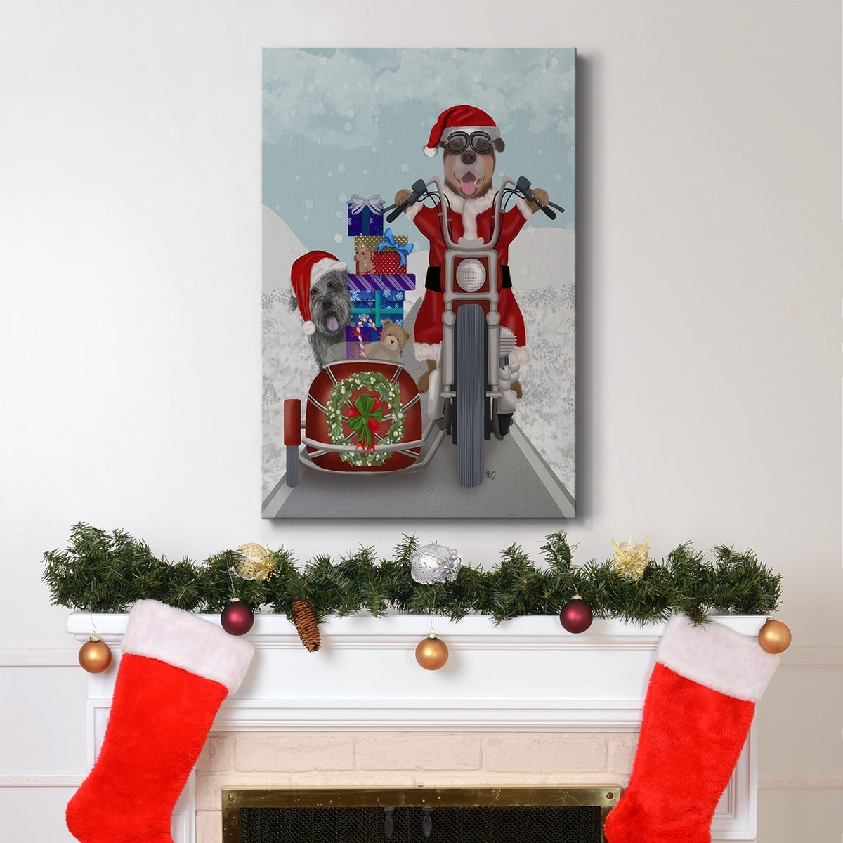 Christmas Mutts Christmas Chopper- Gallery Wrapped Canvas