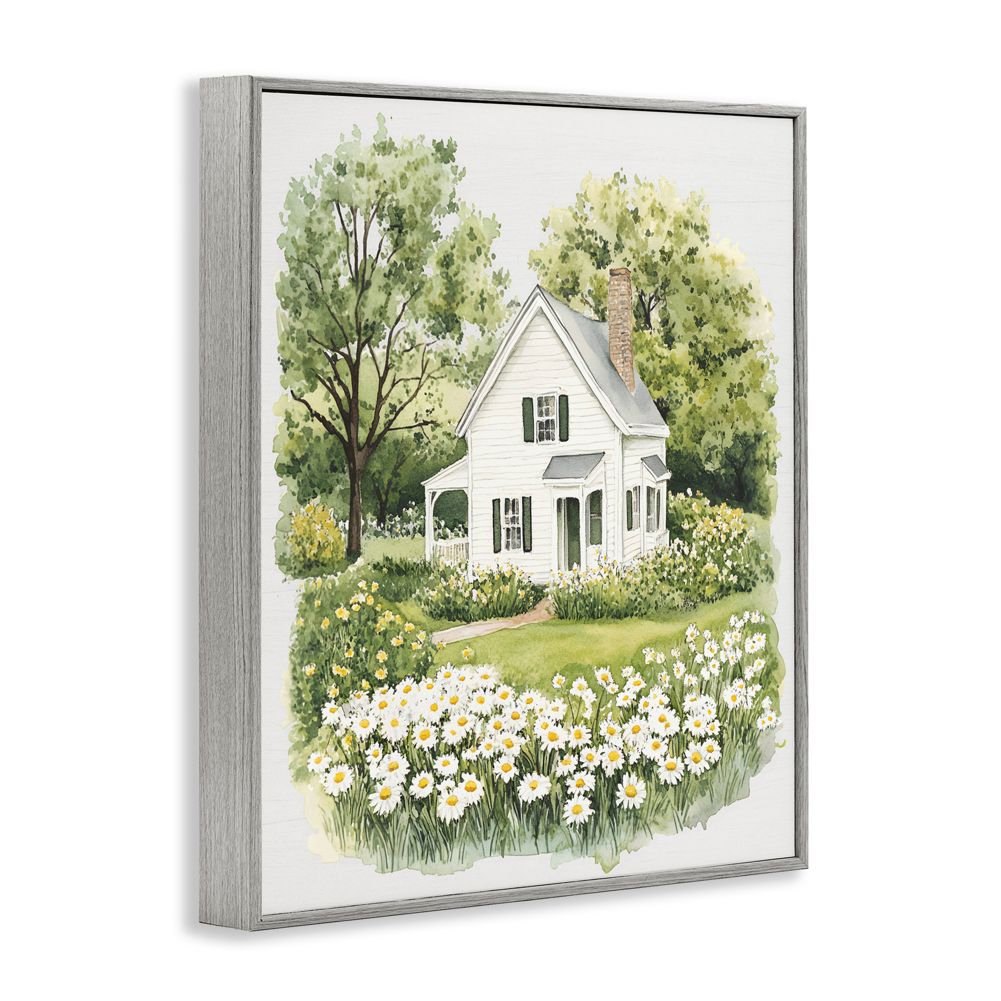 Quaint Countryside Cottage Garden Gray Framed Giclee Art, design by Lettered and Lined