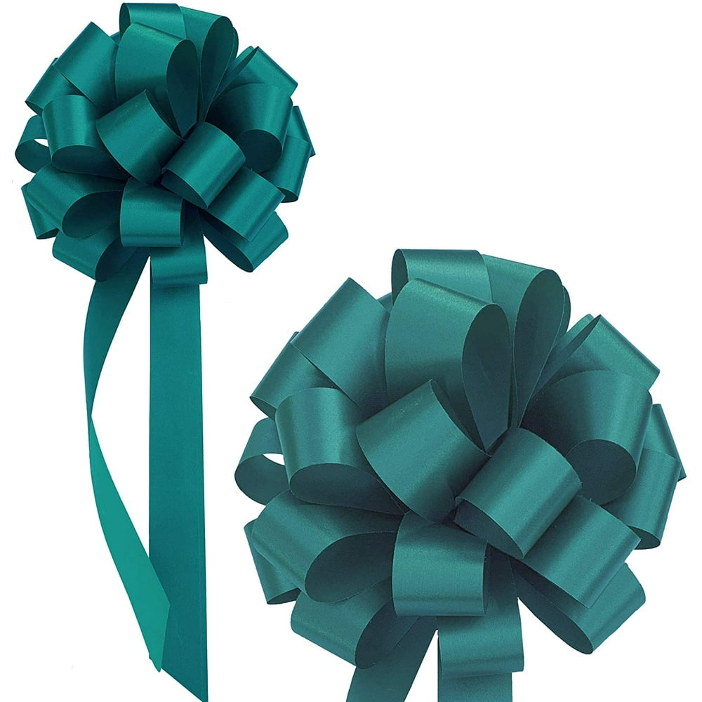 Teal Pull Bows with Tails 8" Wide, Set of 6, Easter, Spring, Summer
