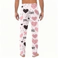 thumbnail image 3 of Fgvctg Valentine's Day Mens Pajamas Soft Love Heart Graphic Wide Leg Pajama Sleepwear High Waisted Pj Pants Oversized Spring Fall Drawstring Lounge Pants with Pockets Gray 2XL, 3 of 5
