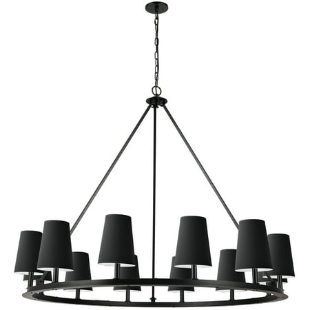 

Dainolite 12 Light Incandescent Chandelier Matte Black with Black Shades