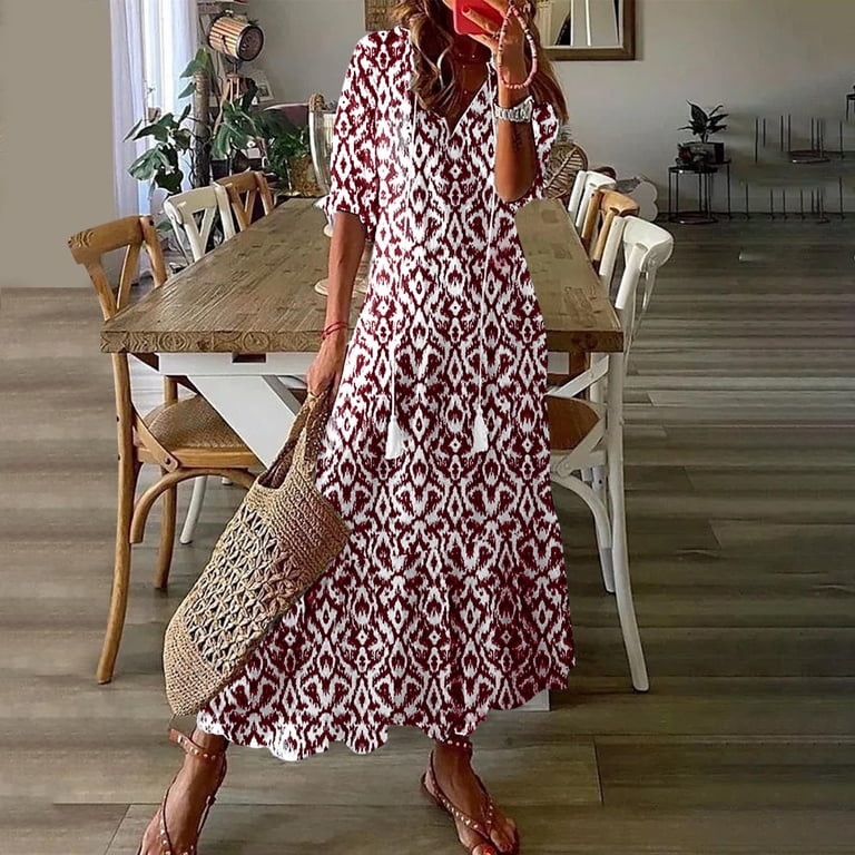 burgundy print maxi dress Petal and Pup Women's Keziah Long Sleeve Maxi Dress