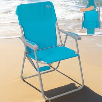 Low Beach Chairs for Adults 2 Pack, High Back Folding Beach Chairs