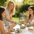 thumbnail image 3 of AJONALAA 20 Pcs Tea Set,European Ceramics Tea Cup Set for Adult,Coffee Cups with Metal Holder,6 People(Blue), 3 of 10