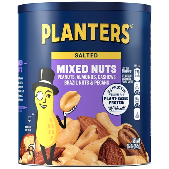 PLANTERS Salted Mixed Nuts, 15 oz Canister