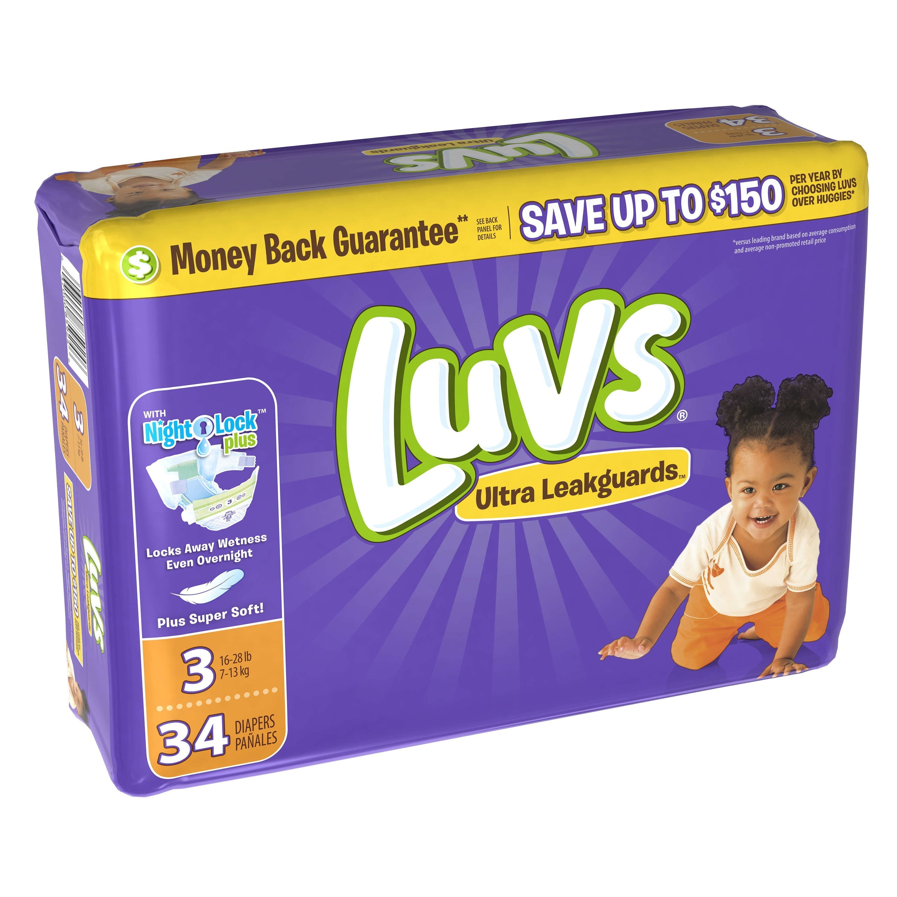 Luvs Ultra Leakguards Diapers Size 1 48 ea Pack of 2 