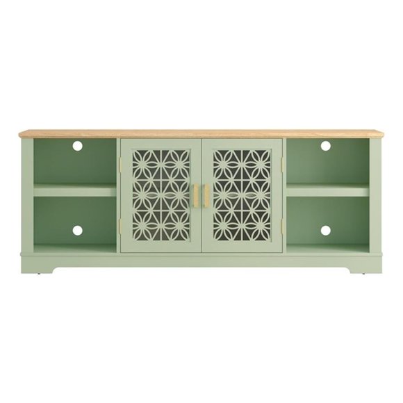 LIVILAND Meuble Télé de 70 Po Console Multimédia pour Télé jusqu'à 75 Po - Vert