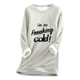 thumbnail image 2 of Wowcloth Womens Fleece-Lined Thermal Shirt with Letter Print and Round Neck, Long Sleeve Thickened Warm Base Layer for Autumn Winter Indoor Outdoor Wear, 2 of 5