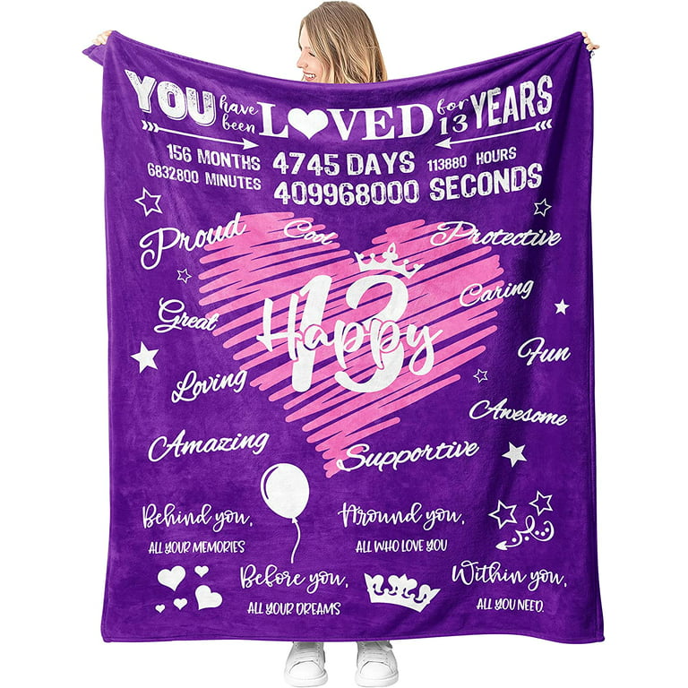  13 Year Old Girl Birthday Gifts, Teenage Girls 13th Birthday  Gifts Blanket 50 x 60, 13 Year Old Girl Birthday Gift Ideas Bday Decor,  13 Birthday Gifts for Daughter Granddaughter Sister